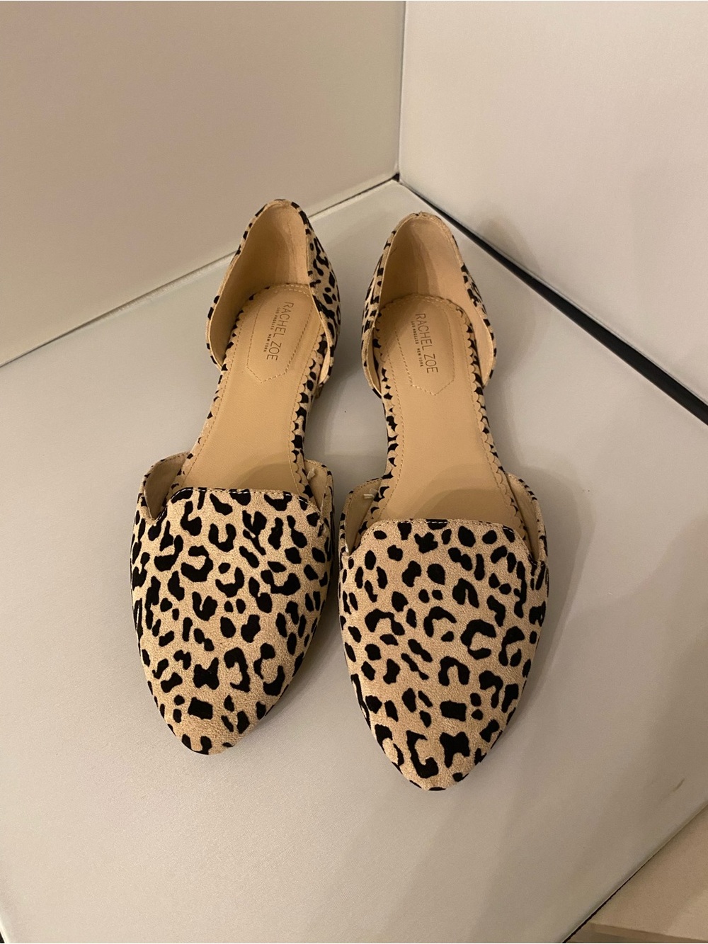 Rachel Zoe Leopard-Print D'Orsay Flats in Tan and Black, size 10